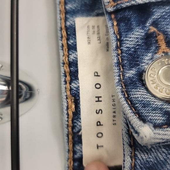 Top Shop Asos Women's Straight Fit Raw Hem Jeans - Picture 4 of 11